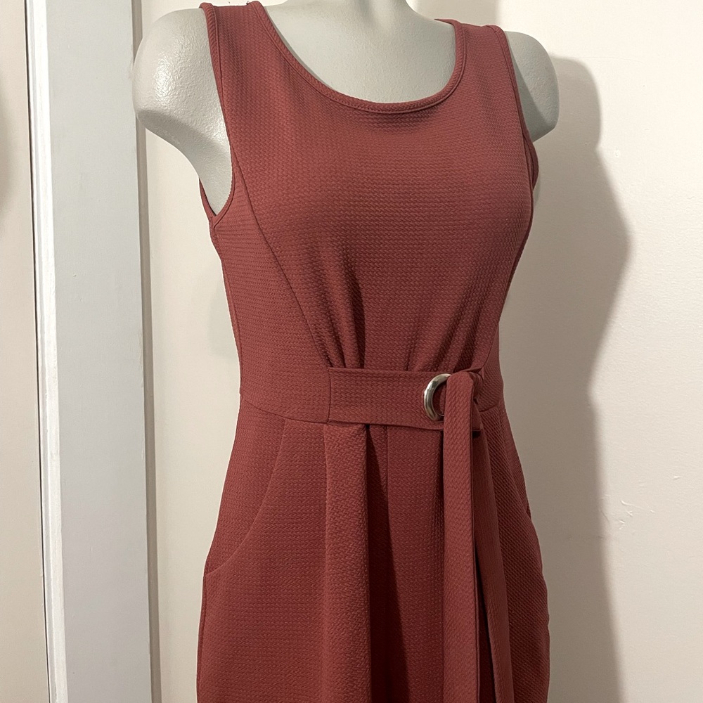 Red jumpsuit  with waist tie
